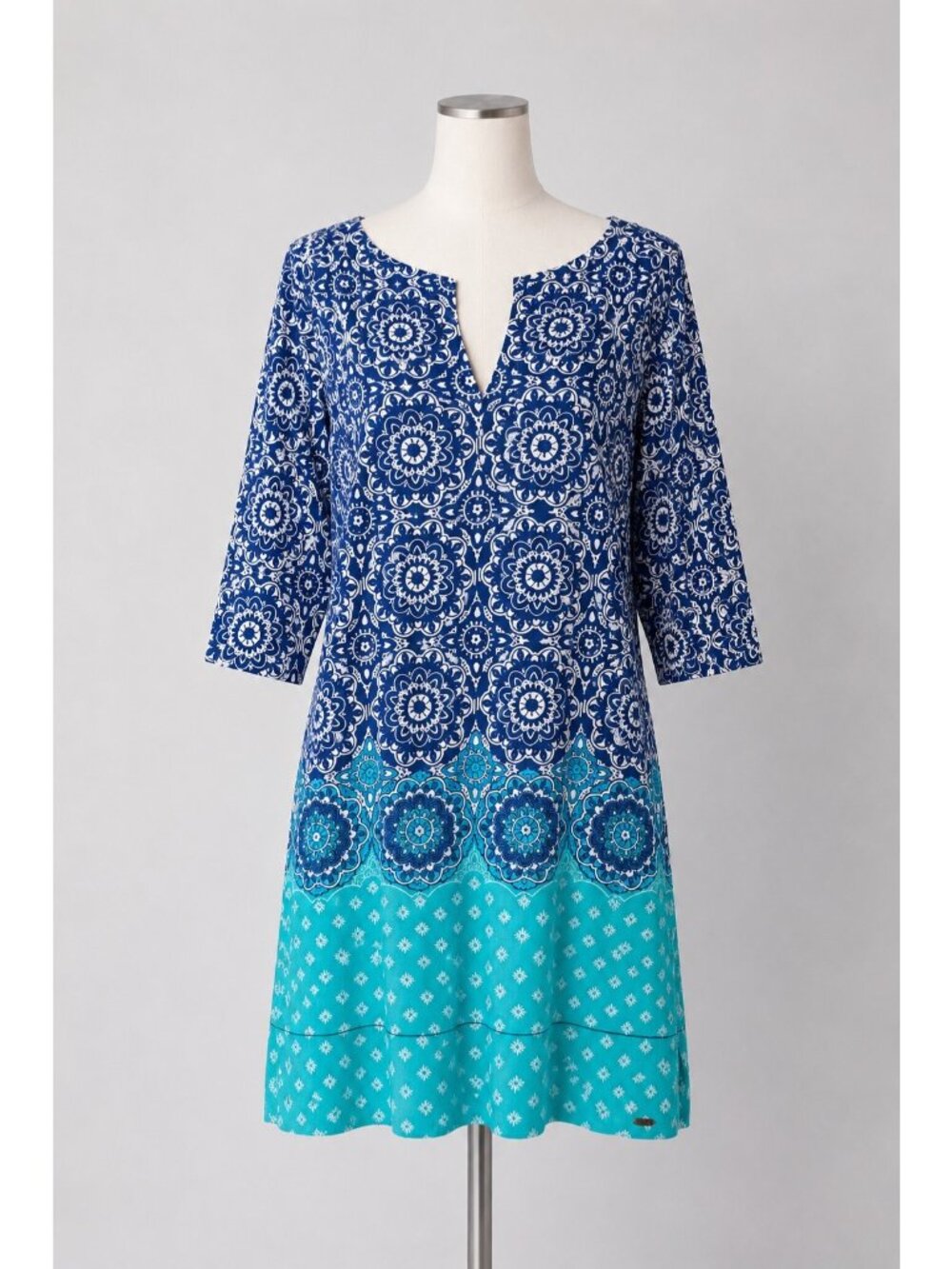 Hatley Blue Medallion Print Shift Dress Small 100% Cotton Like New